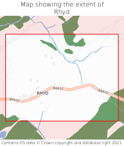 Map showing extent of Rhyd as bounding box