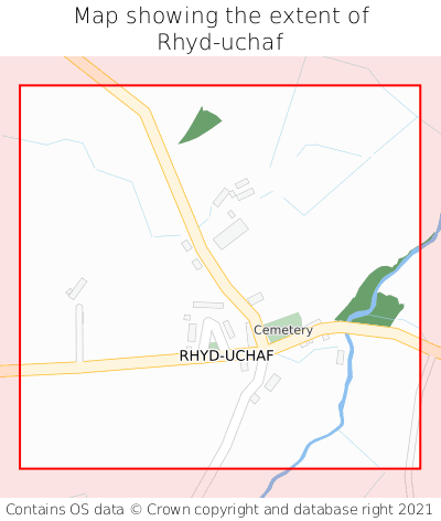 Map showing extent of Rhyd-uchaf as bounding box