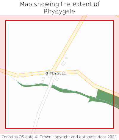 Map showing extent of Rhydygele as bounding box