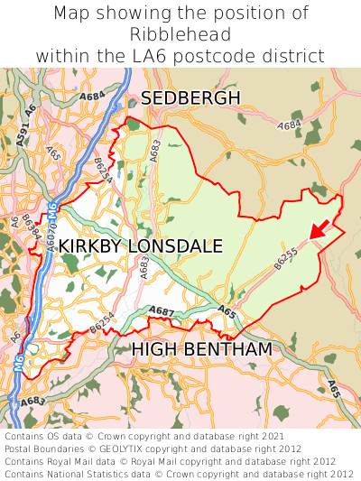 Map showing location of Ribblehead within LA6