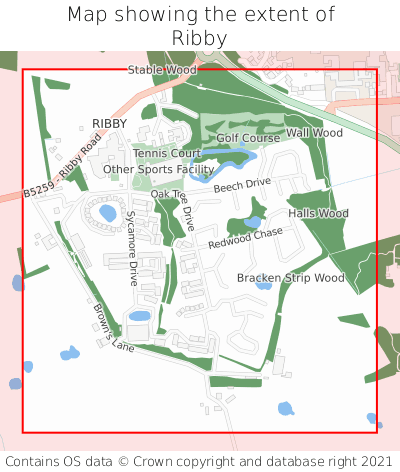 Map showing extent of Ribby as bounding box