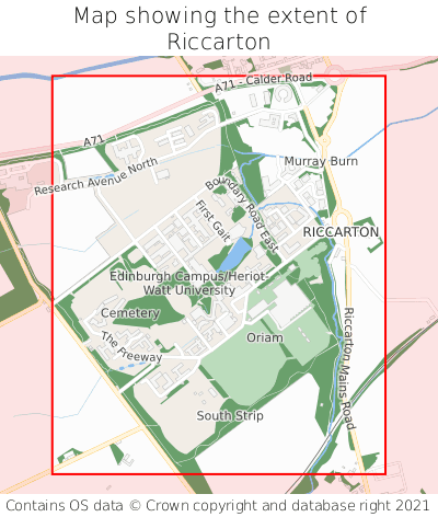 Map showing extent of Riccarton as bounding box