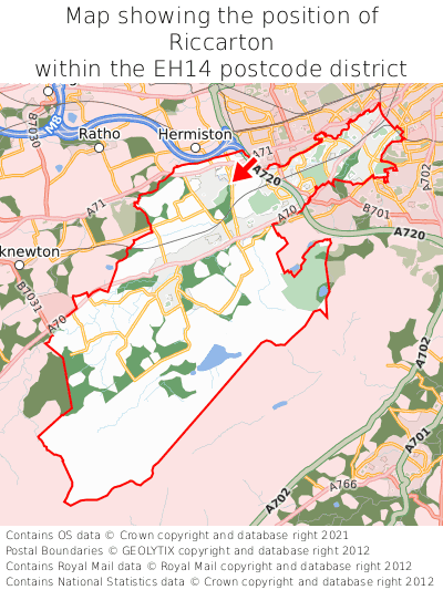 Map showing location of Riccarton within EH14