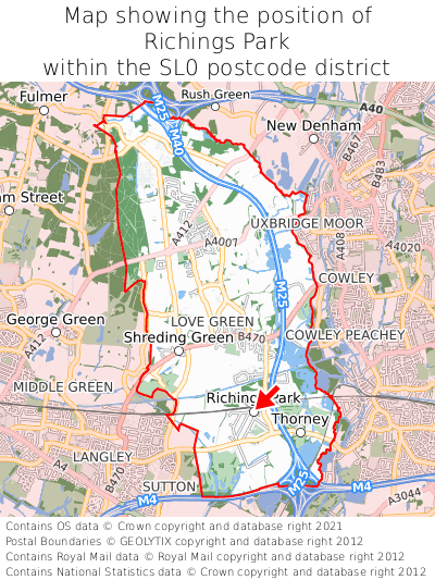 Map showing location of Richings Park within SL0
