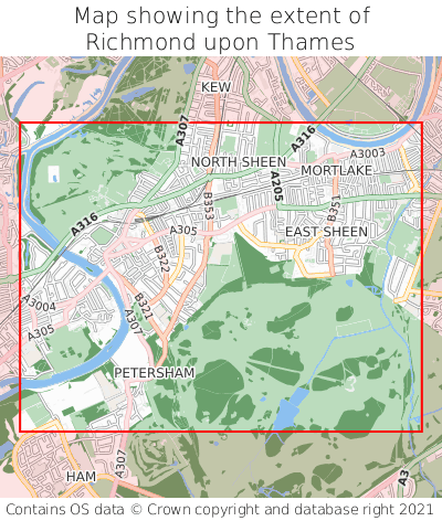 Map showing extent of Richmond upon Thames as bounding box