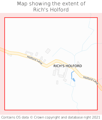 Map showing extent of Rich's Holford as bounding box