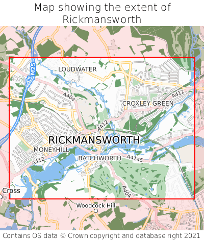 Map showing extent of Rickmansworth as bounding box