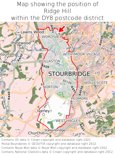 Map showing location of Ridge Hill within DY8