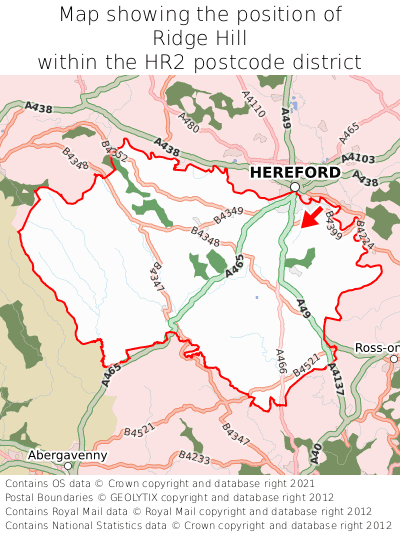Map showing location of Ridge Hill within HR2