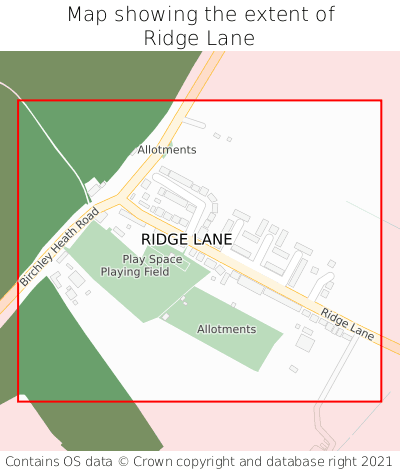 Map showing extent of Ridge Lane as bounding box