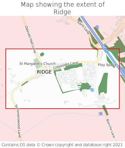 Map showing extent of Ridge as bounding box