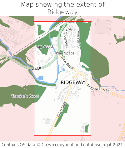 Map showing extent of Ridgeway as bounding box