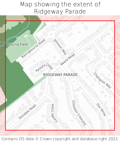 Map showing extent of Ridgeway Parade as bounding box