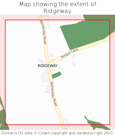 Map showing extent of Ridgeway as bounding box