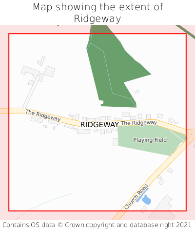 Map showing extent of Ridgeway as bounding box