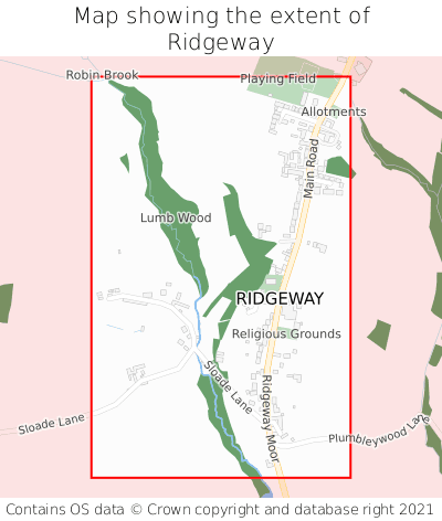 Map showing extent of Ridgeway as bounding box