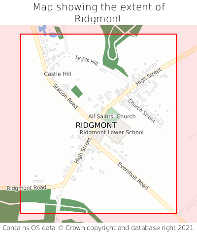 Map showing extent of Ridgmont as bounding box