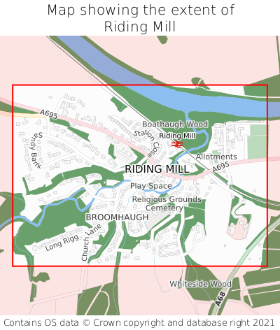 Map showing extent of Riding Mill as bounding box