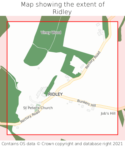 Map showing extent of Ridley as bounding box