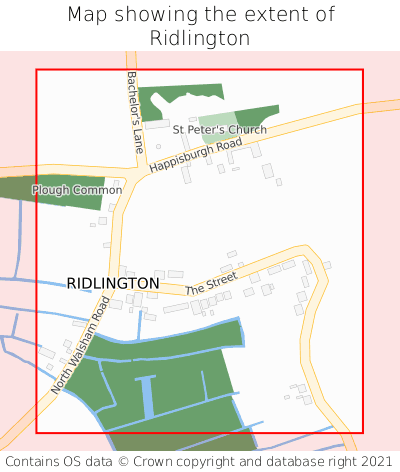 Map showing extent of Ridlington as bounding box