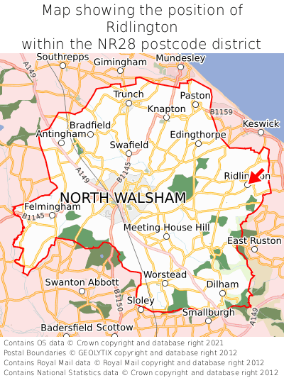 Map showing location of Ridlington within NR28