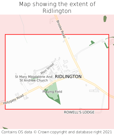 Map showing extent of Ridlington as bounding box