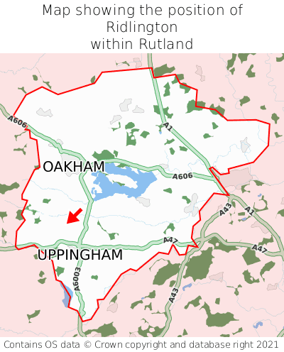 Map showing location of Ridlington within Rutland