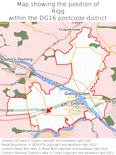 Map showing location of Rigg within DG16