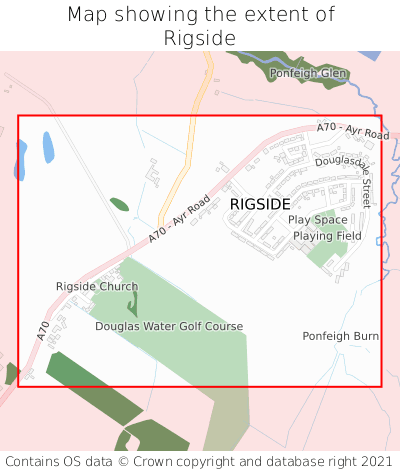 Map showing extent of Rigside as bounding box