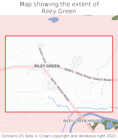 Map showing extent of Riley Green as bounding box