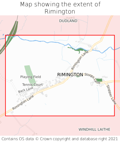 Map showing extent of Rimington as bounding box