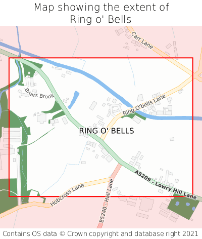 Map showing extent of Ring o' Bells as bounding box