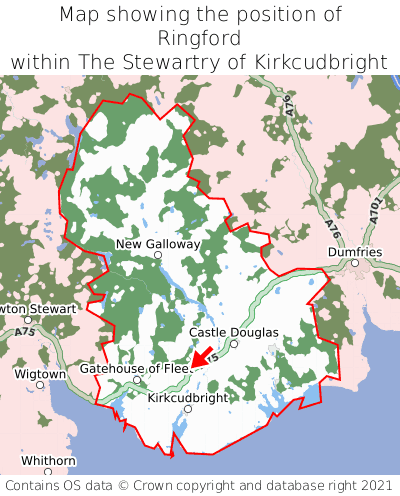 Map showing location of Ringford within The Stewartry of Kirkcudbright