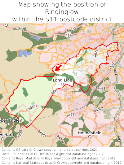 Map showing location of Ringinglow within S11