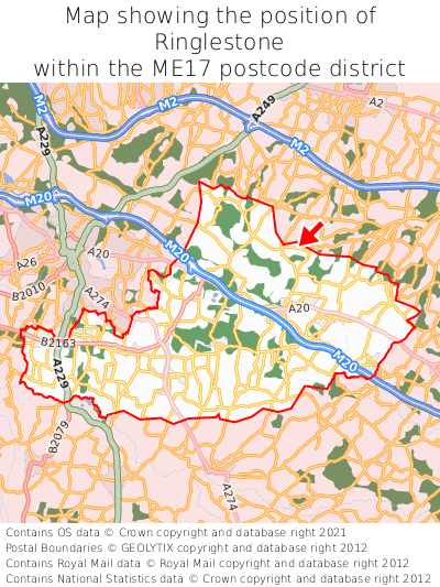 Map showing location of Ringlestone within ME17