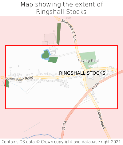 Map showing extent of Ringshall Stocks as bounding box