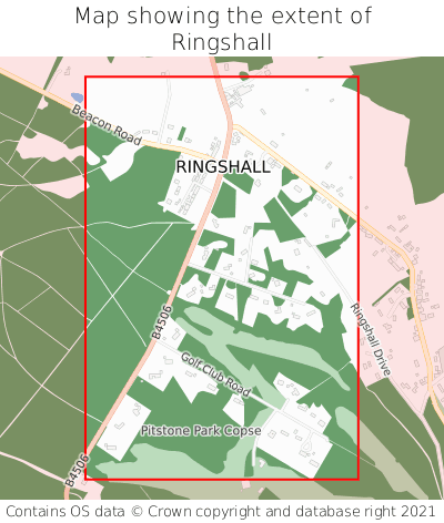 Map showing extent of Ringshall as bounding box