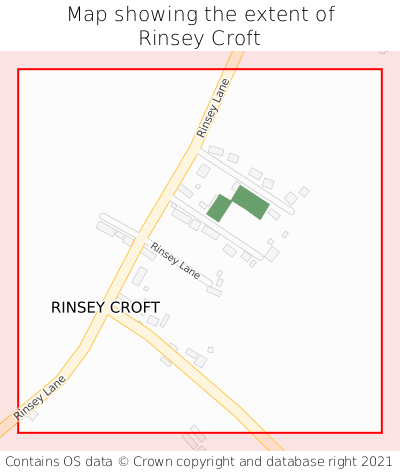 Map showing extent of Rinsey Croft as bounding box