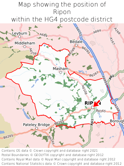 Map showing location of Ripon within HG4