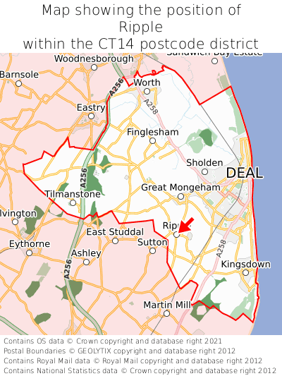 Map showing location of Ripple within CT14