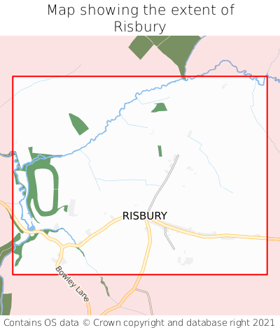 Map showing extent of Risbury as bounding box