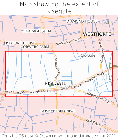 Map showing extent of Risegate as bounding box