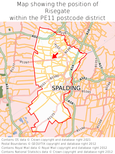 Map showing location of Risegate within PE11