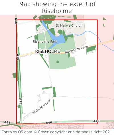 Map showing extent of Riseholme as bounding box