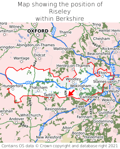 Map showing location of Riseley within Berkshire