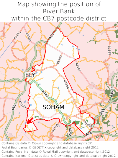 Map showing location of River Bank within CB7