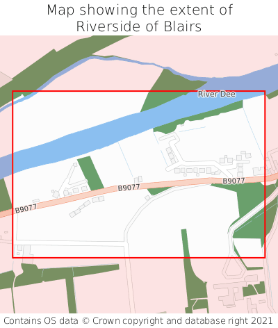 Map showing extent of Riverside of Blairs as bounding box