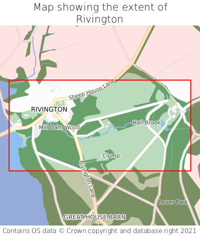 Map showing extent of Rivington as bounding box