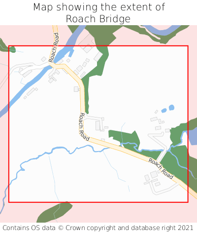 Map showing extent of Roach Bridge as bounding box