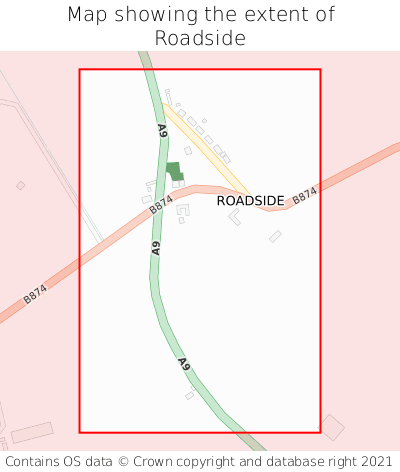 Map showing extent of Roadside as bounding box